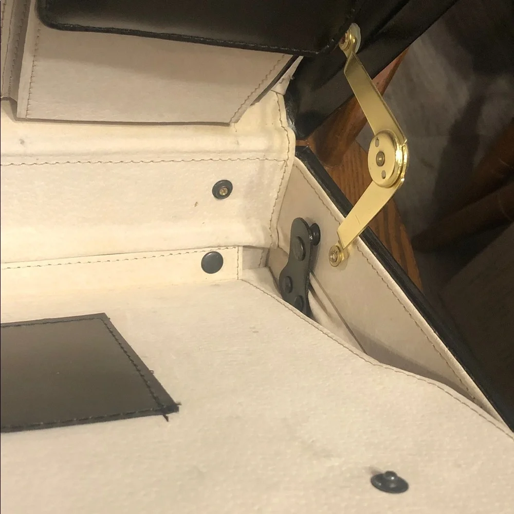 Vintage Black Leather Briefcase with Gold Hardware